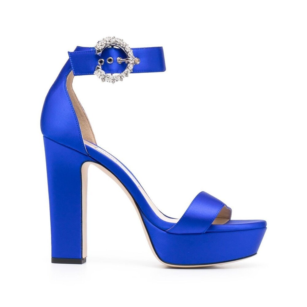 Jimmy Choo Mionne 120 Ultraviolet Blue Platform Sandal Heels Women's EU 38